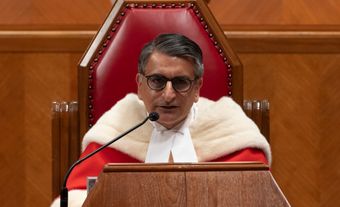 Judge Mahmud Jamal speaks during an official welcoming ceremony at the Supreme Court of Canada, October 28, 2021 in Ottawa.