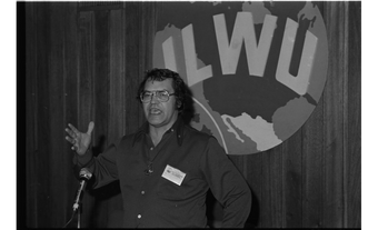 Don Garcia at the ILWU convention, 1976
