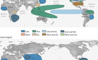 La Niña weather pattern map.