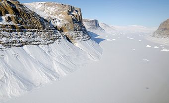 Large canyon and glacier.