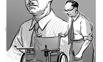 George Klein and electric wheelchair