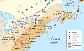Carte de la guerre de Sept Ans en Amérique du Nord