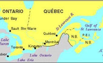 Saint-Laurent, carte de la voie maritime du