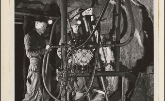 Miners drilling for diamonds in Noranda Mines, Quebec.
