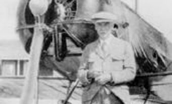 Wallace Rupert Turnbull posing with his variable-pitch propeller, a major advance in aviation, date unknown.