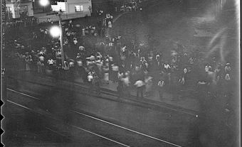 Photograph of the riot at Christie Pits park