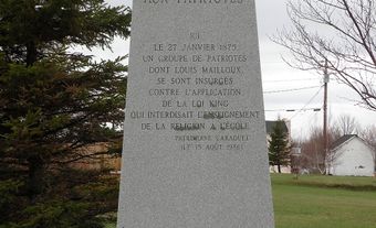 Hommage aux patriotes monument in Caraquet, New Brunswick, Canada.
