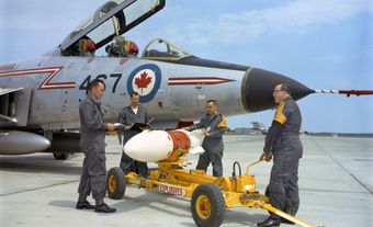RCAF CF-101 Voodoo alongside a Genie air rocket which could be armed with a nuclear warhead