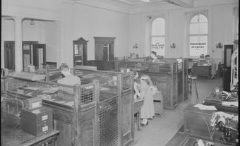 Interior of the Royal Bank of Canada, Québec, Québec, 8 April 1949.