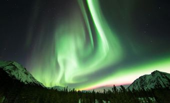 The aurora lights in the Yukon Territory.