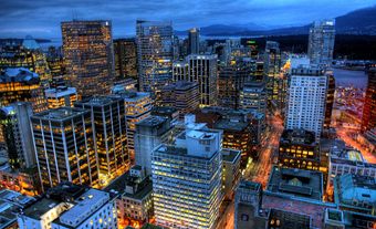 Photo aérienne du centre-ville de Vancouver.