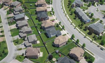 Large houses in a suburban neighbourhood.